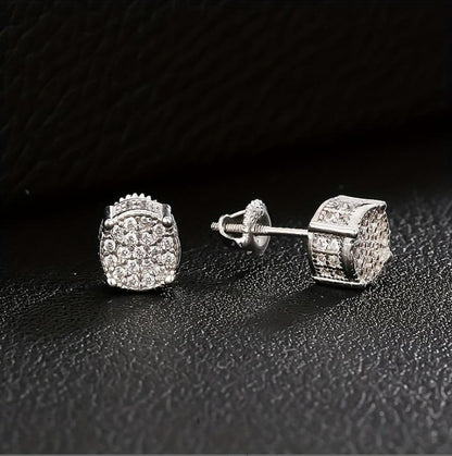 Hip Hop Sparkling Zircon Stud Earrings