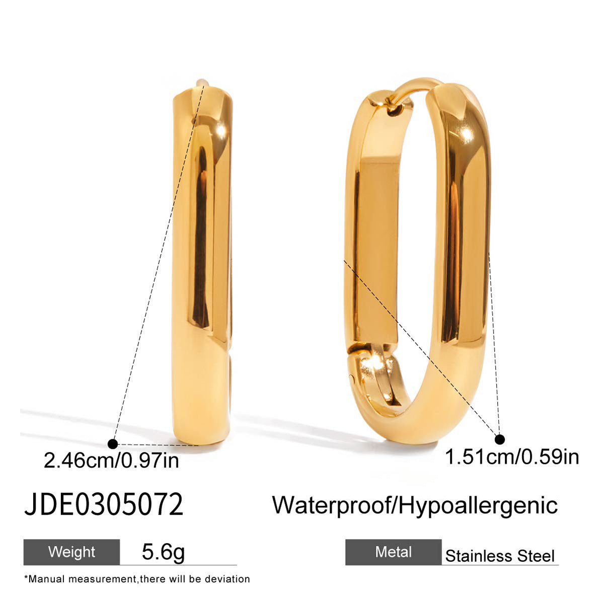 Gold Titanium Steel Earrings