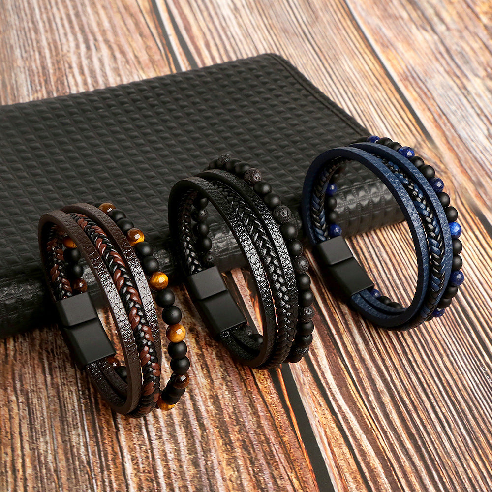 Multi-layer Bracelet Natural Stone Alloy