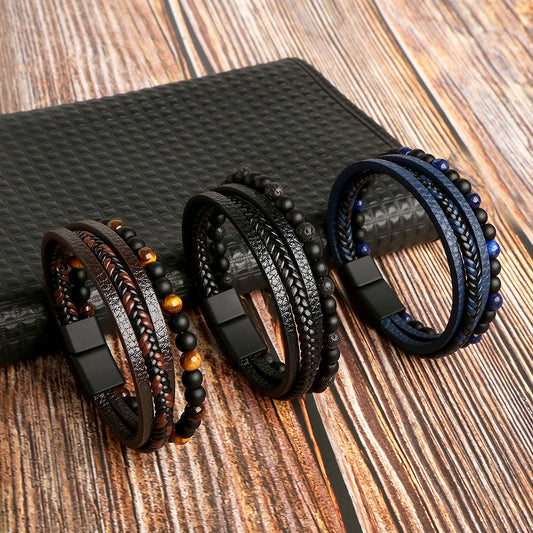 Multi-layer Bracelet Natural Stone Alloy