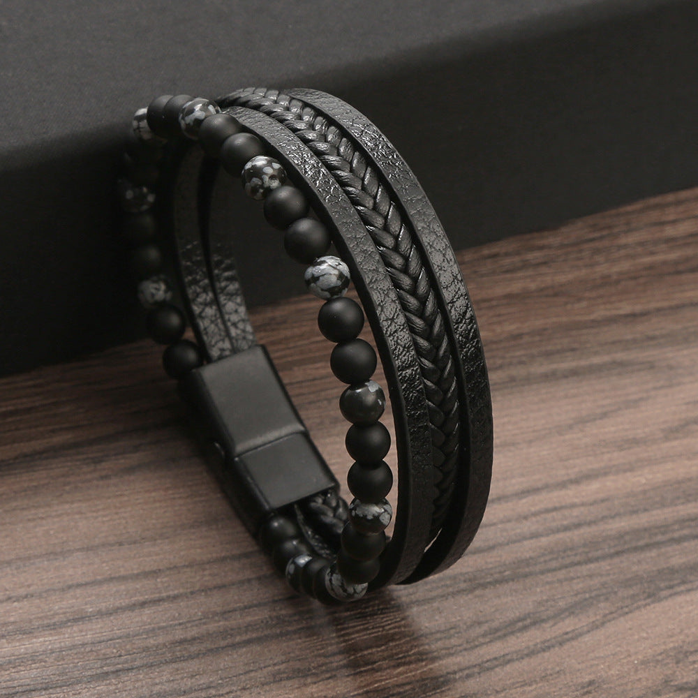 Multi-layer Bracelet Natural Stone Alloy