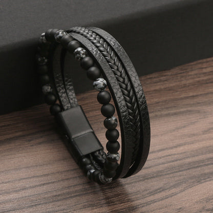 Multi-layer Bracelet Natural Stone Alloy