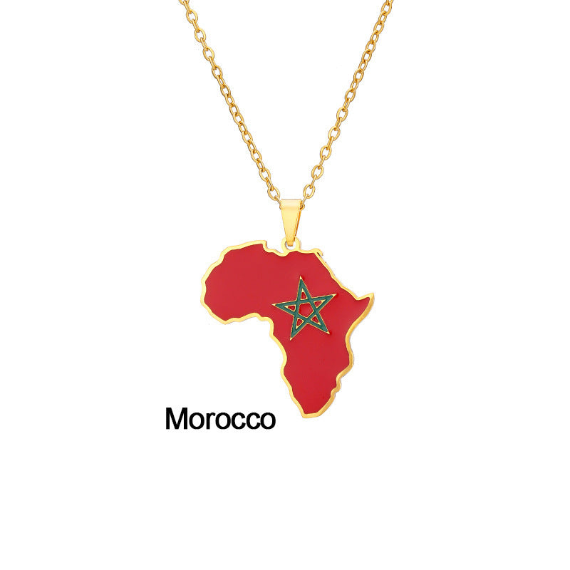 Africas Map Pendant Necklace Stainless Steel Jewelry