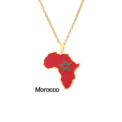 Africas Map Pendant Necklace Stainless Steel Jewelry
