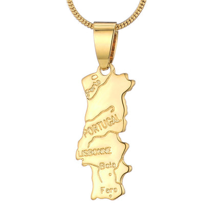 Country Map Pendant 18k Gold-plated Necklace