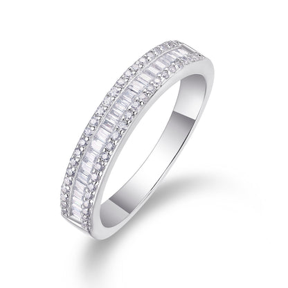 Elegant Moissanite Sterling Silver Band Ring