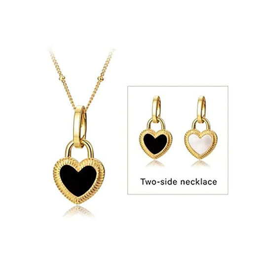 Titanium Steel Gold Heart-shaped Lock Pendant Necklace