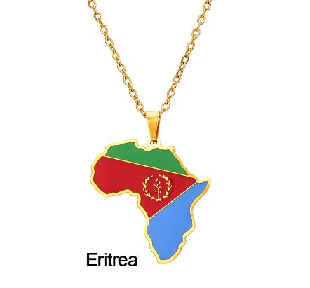 Africas Map Pendant Necklace Stainless Steel Jewelry