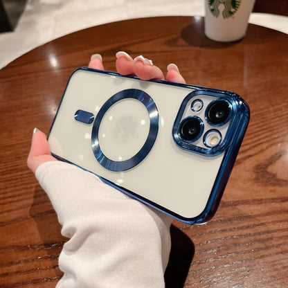 Magnetic Charging Electroplated Transparent With Lens Protector Protective Case, For iPhone 16 15 14 13 12 11 Pro Max Plus