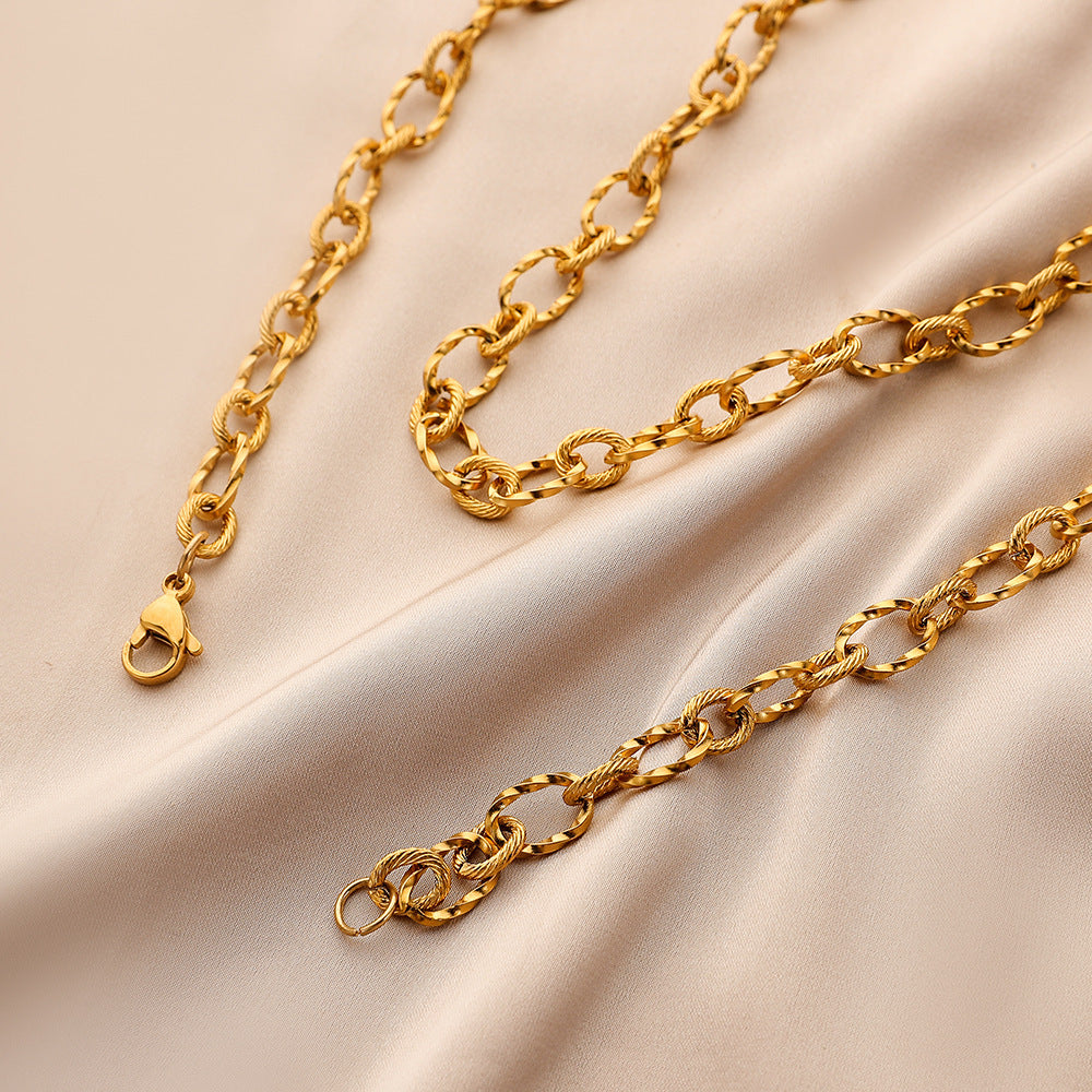 Men's Stainless Steel Gold Single Chain Necklace