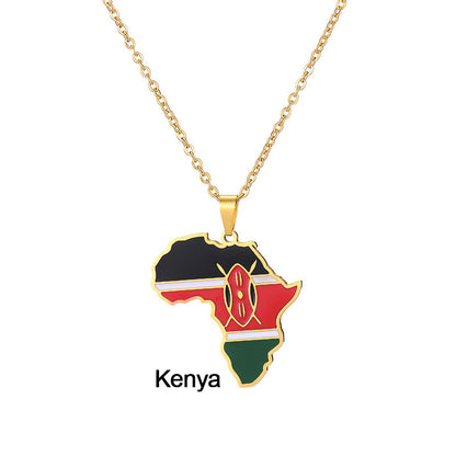 Africas Map Pendant Necklace Stainless Steel Jewelry