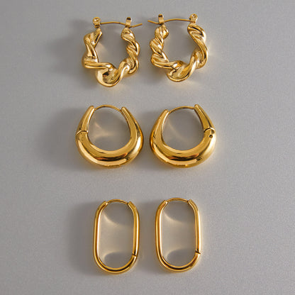 Gold Titanium Steel Earrings