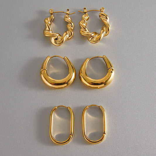 Gold Titanium Steel Earrings