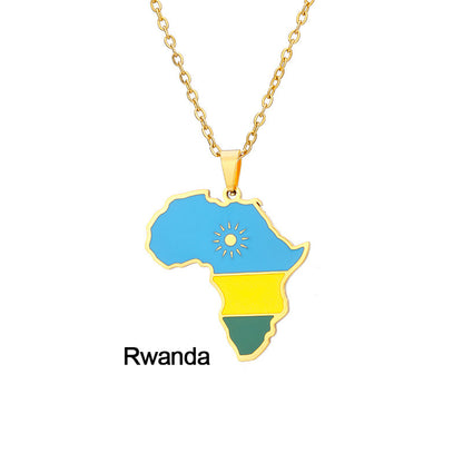 Africas Map Pendant Necklace Stainless Steel Jewelry
