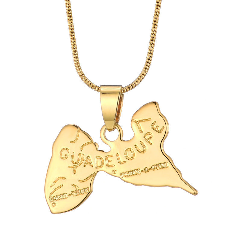 Country Map Pendant 18k Gold-plated Necklace