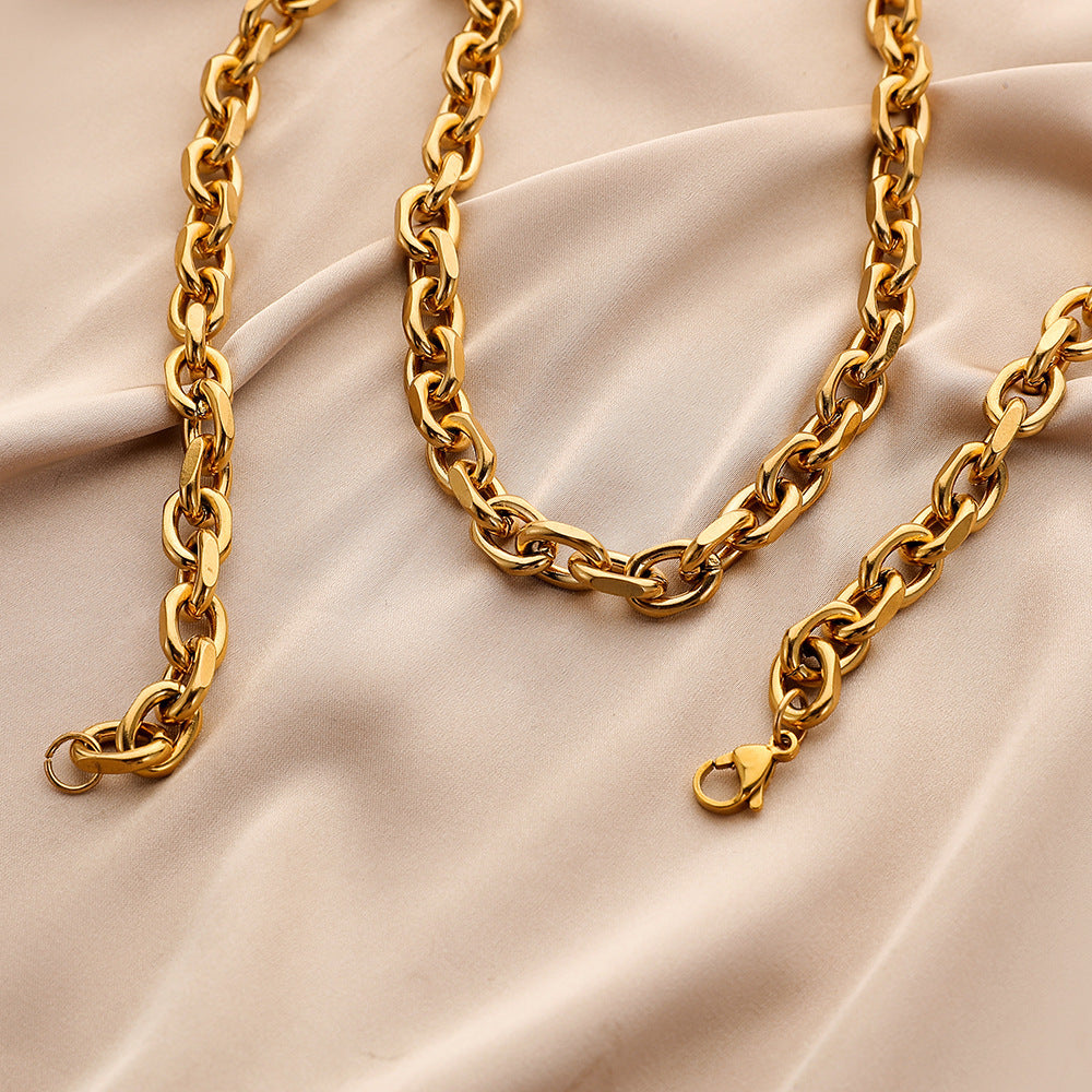 Men's Stainless Steel Gold Single Chain Necklace