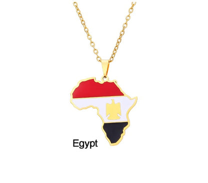 Africas Map Pendant Necklace Stainless Steel Jewelry