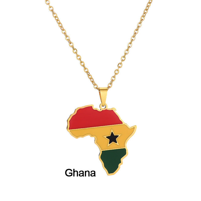 Africas Map Pendant Necklace Stainless Steel Jewelry