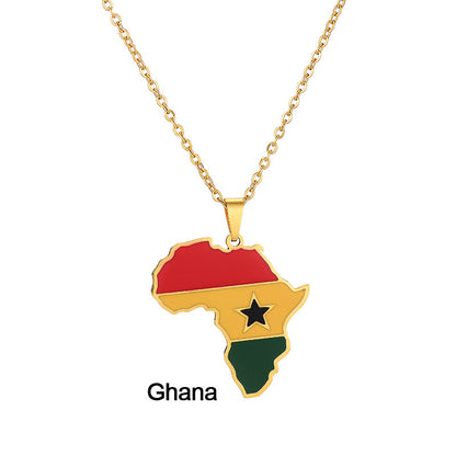 Africas Map Pendant Necklace Stainless Steel Jewelry