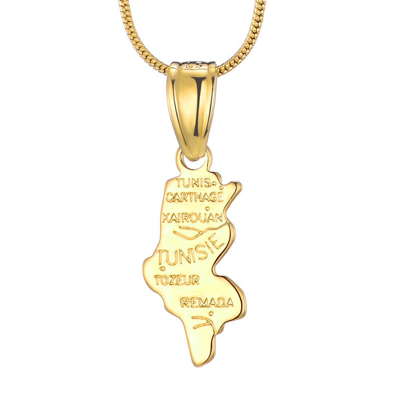 Country Map Pendant 18k Gold-plated Necklace
