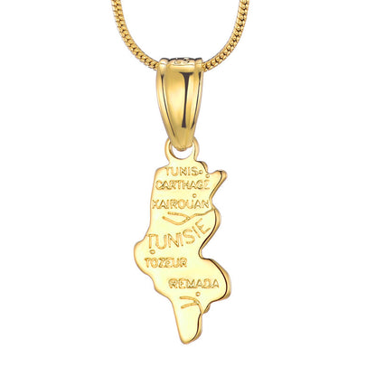 Country Map Pendant 18k Gold-plated Necklace