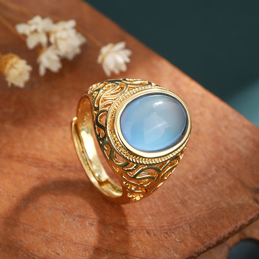 Women's Flower Open Gemstone Ring