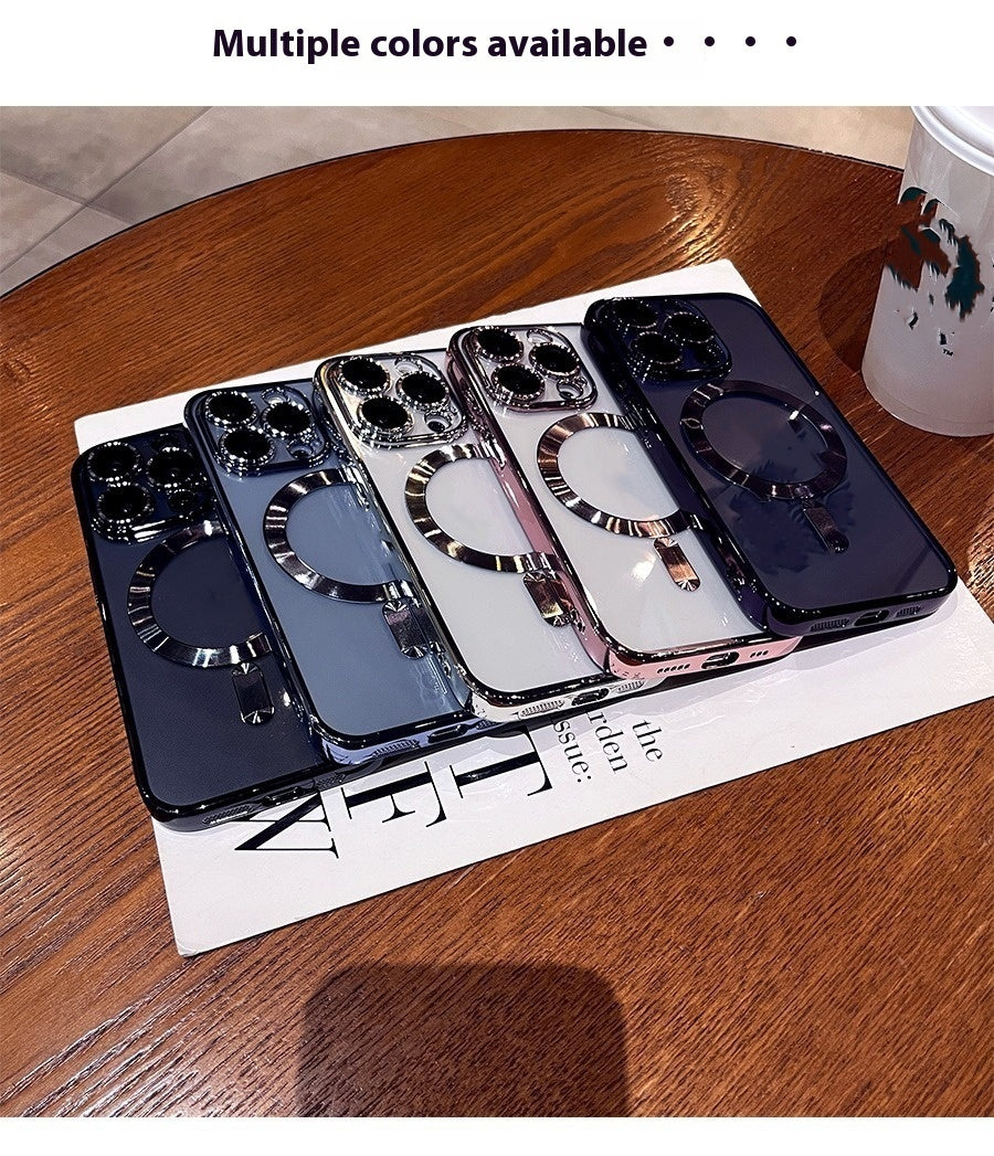Magnetic Charging Electroplated Transparent With Lens Protector Protective Case, For iPhone 16 15 14 13 12 11 Pro Max Plus