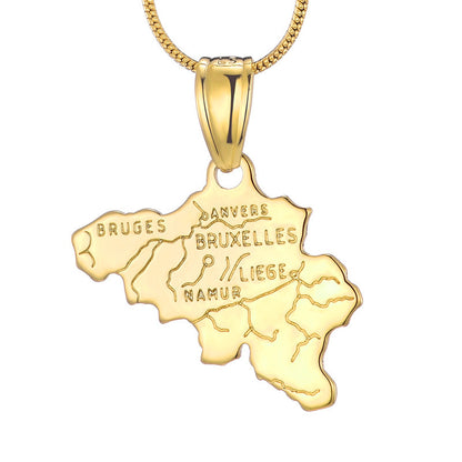 Country Map Pendant 18k Gold-plated Necklace