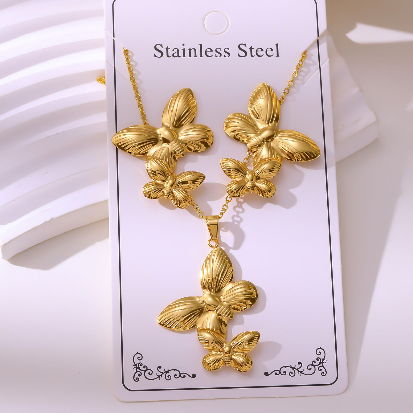 Minimalist Stud Earrings And Necklace Set