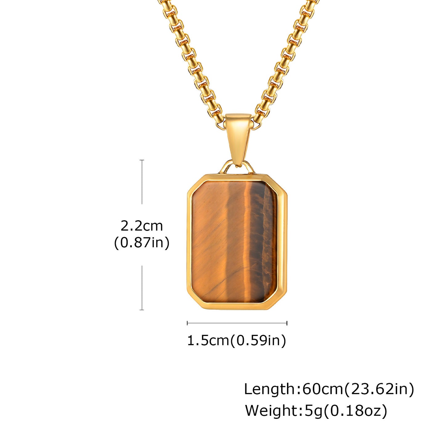 Stainless Steel Geometry Rectangle Green Pine Pendant Necklace