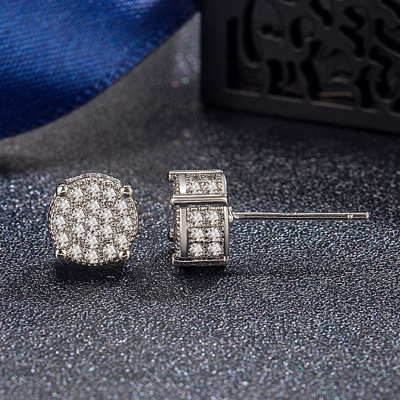 Hip Hop Sparkling Zircon Stud Earrings