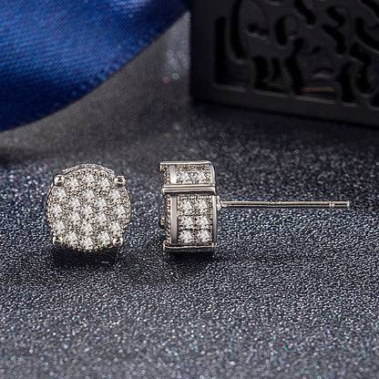 Hip Hop Sparkling Zircon Stud Earrings