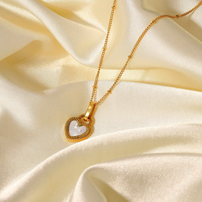 Titanium Steel Gold Heart-shaped Lock Pendant Necklace