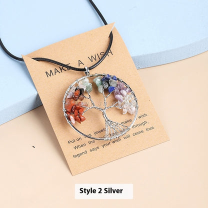 Colorful Crystal Gravel Lucky Tree Necklace