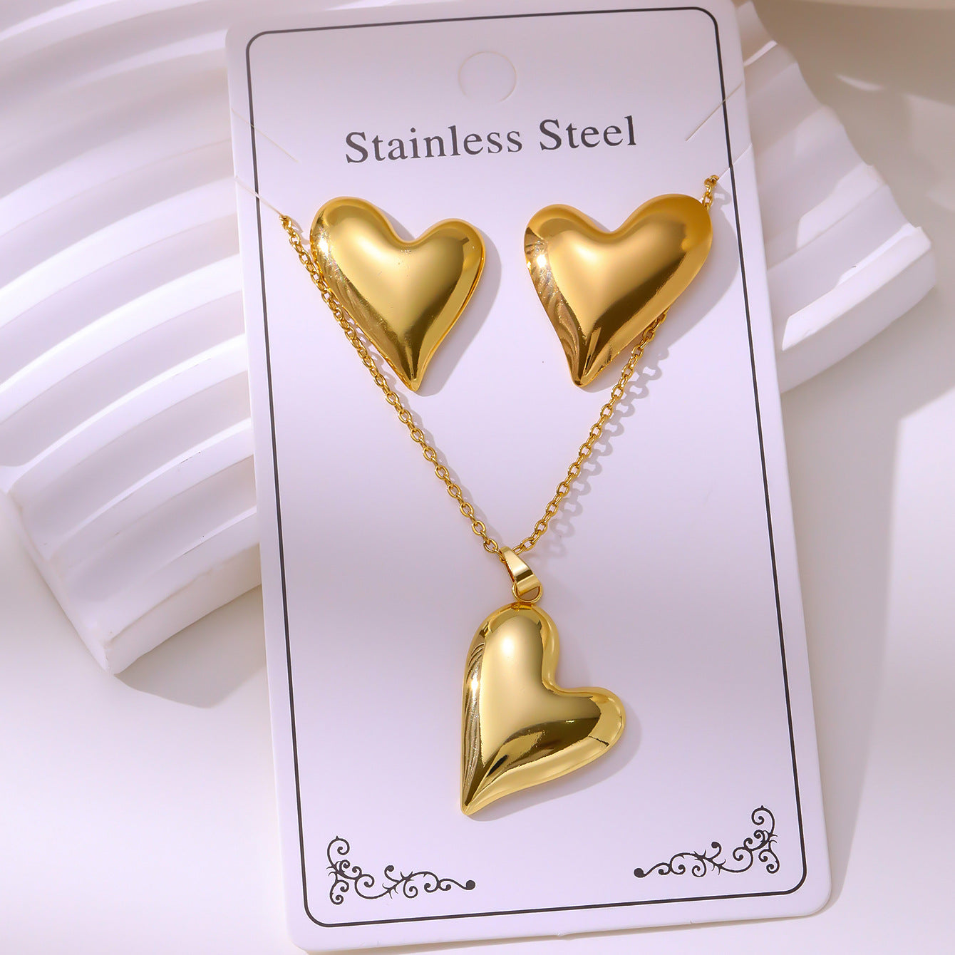 Minimalist Stud Earrings And Necklace Set