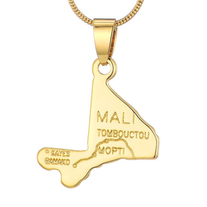 Country Map Pendant 18k Gold-plated Necklace