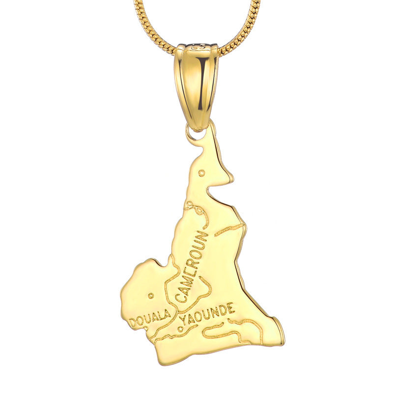 Country Map Pendant 18k Gold-plated Necklace
