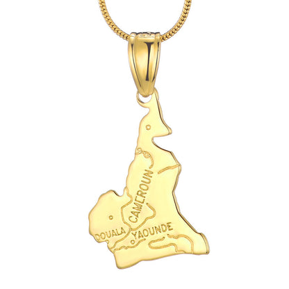 Country Map Pendant 18k Gold-plated Necklace