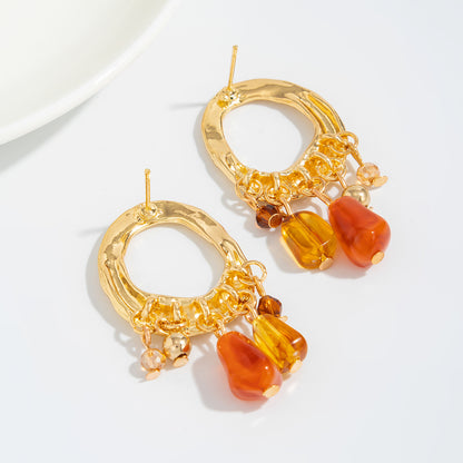 Coral Flower Stud Earrings